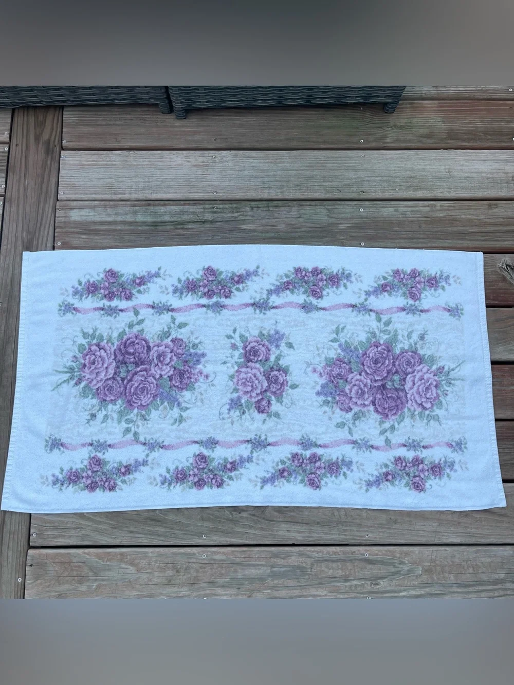 Vintage 90s Glynda Turley Rose Rhapsody Bath Towels Set of 2 Cottage GrandmaCore